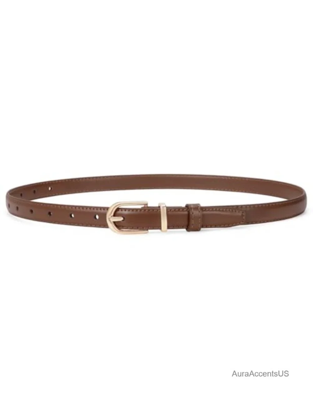 Genuine Leather Waist Belt for Jeans Dresses with Gold Buckle